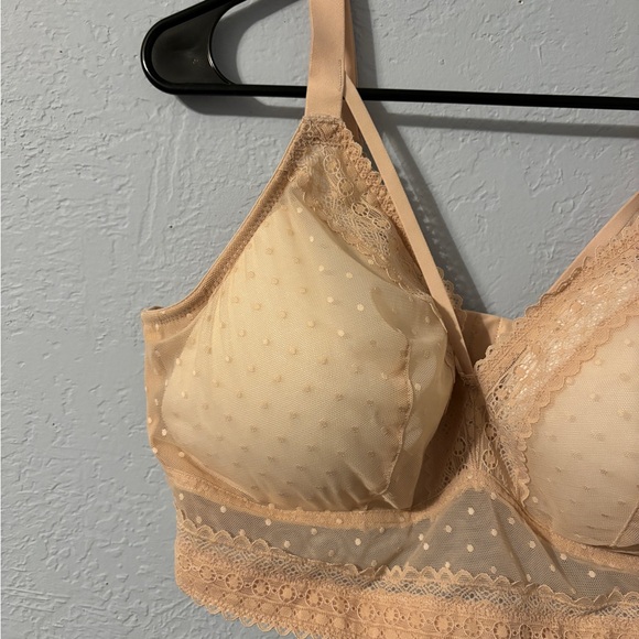 Pink beige lace lined bra, no underwire, parfait size 38h - Picture 14 of 16